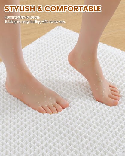 Smiry Waffle Bath Mat 30x20, Extra Soft Absorbent Bathroom Rugs, Non Slip Machine Washable Quick Dry Bath Rugs for Bathroom Floor, Tub, Shower, Home Decor Accessories, Brown