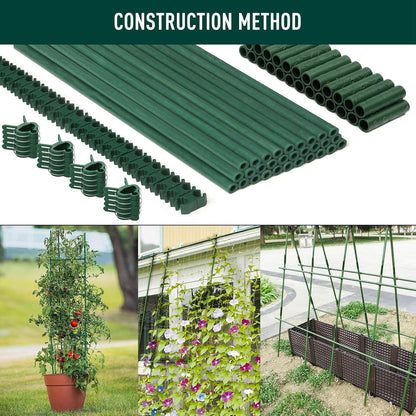 MAXPACE 62pcs Garden Stakes Kit: Includes 20 Sets of Fiberglass Plant Sticks Supports & Accessories for DIY 4ft, 5ft, 6ft, 7ft Stakes for Tomato, Vegetables, Indoor & Outdoor Gardening Supplies