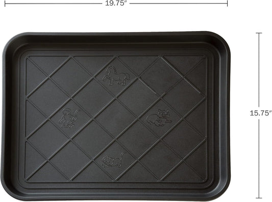 Stalwart All-Weather Boot Tray, Indoor Outdoor Doormat for All Seasons, 2 pk Small, Black