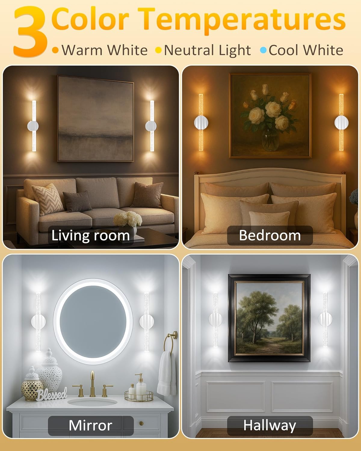 Peel and Stick on Wall Sconce set of 2, Rechargeable No Drill Gold Wireless Magnetic Battery Operated Wall Lights with Remote, Dimmable Cordless Wall Lamps for Bedroom Living Room Bathroom Decor