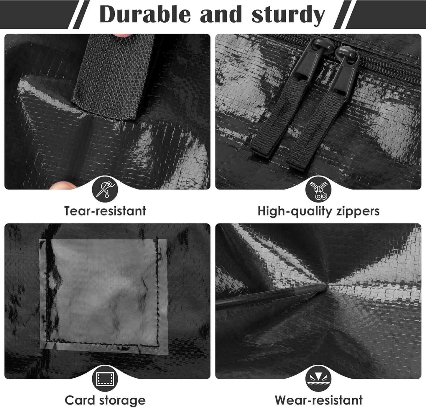 6 Pack Moving Bags Heavy Duty 210GSM with Full-Open Side Zipper, 93L 220lbs Waterproof Foldable Storage Totes for College Dorm Move-In, Moving Boxes Alternative & Home Organization, Blue