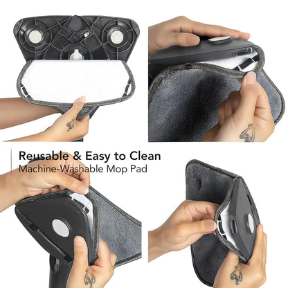 OVENTE Wall Cleaner Mop with 50" Adjustable Handle, Squeegee, Reusable and Easy to Clean Microfiber Pad, 360° Triangular Cleaning Tool Duster for Painted Walls/Baseboard/Window/Floor, Grey CTM311GY