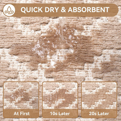 YDKGL Bathroom Rugs Non Slip, Super Absorbent Quick Dry Bath Mats for Bathroom, Foam Weave Texture Thin Bath Rugs Washable with Rubber Backing Fit Under Door Outside Shower,16" x 24“