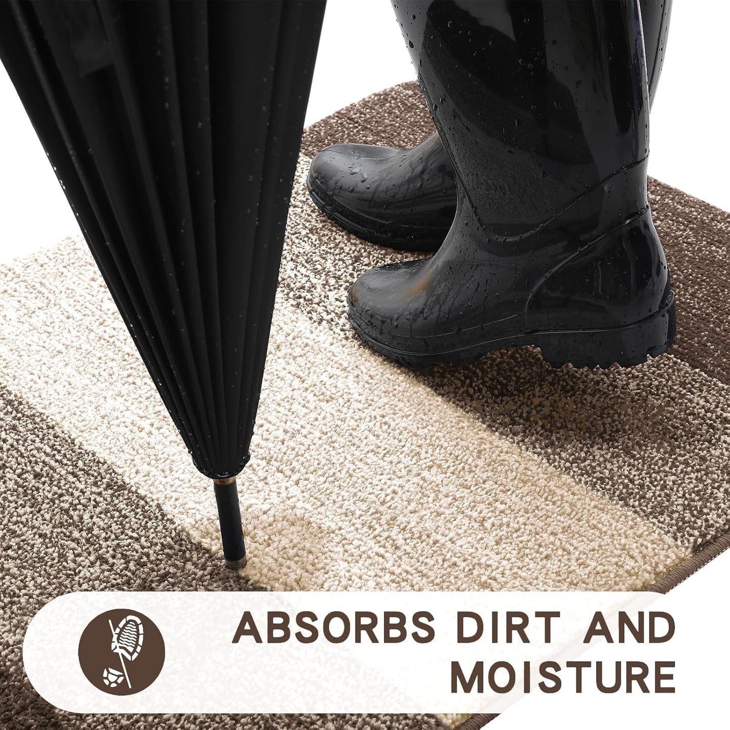 Kitinjoy Indoor Outdoor Door Mat, 32x20 Non-Slip Absorbent Dirt Trapper, Low-Profile Washable Inside Entrance Front Floor Mat, Sturdy Soft Entry Doormats for Entryway, Grey