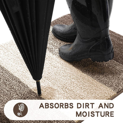 Kitinjoy Indoor Outdoor Door Mat, 32x20 Non-Slip Absorbent Dirt Trapper, Low-Profile Washable Inside Entrance Front Floor Mat, Sturdy Soft Entry Doormats for Entryway, Grey