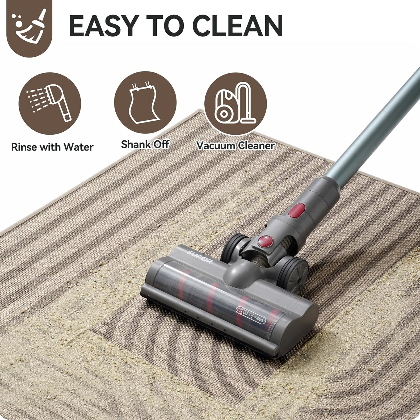 Front Door Mat 17''x30'', Absorbent Dirt Resist Washable Non Slip Low-Profile Indoor Doormat, Easy Clean Welcome Entryway Door Mats, Brown