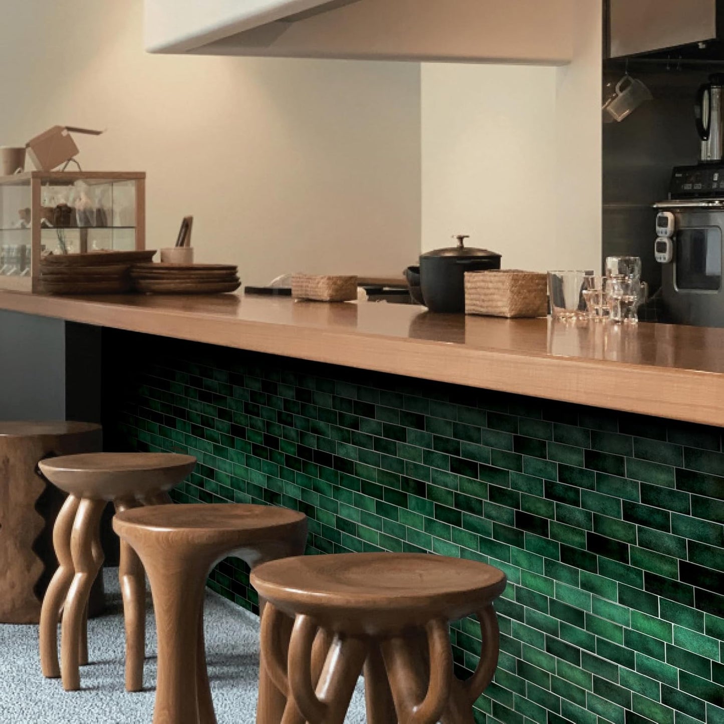 Smart Tiles Peel and Stick backsplash, Subway Teal Green, 11.55"x8.38" | Pack of 5 (2.8 sq ft), Glossy, Heat/Moisture Resistant, Low VOC, Kitchen/Bathroom, Renter Friendly, Made in Canada