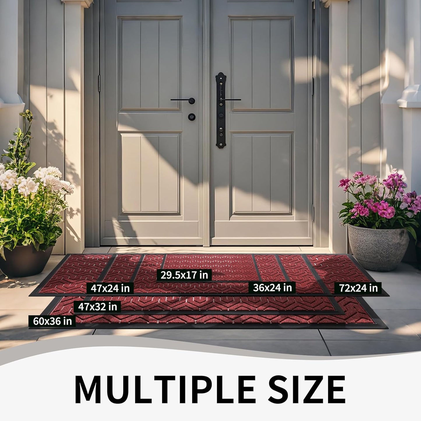 Yimobra Front Door Mat Outside Entrance 29.5x17, Waterproof Heavy Duty Outdoor Mats for Front Door, Non Slip Rubber Entry Mat for Garage Patio Indoor, Grey