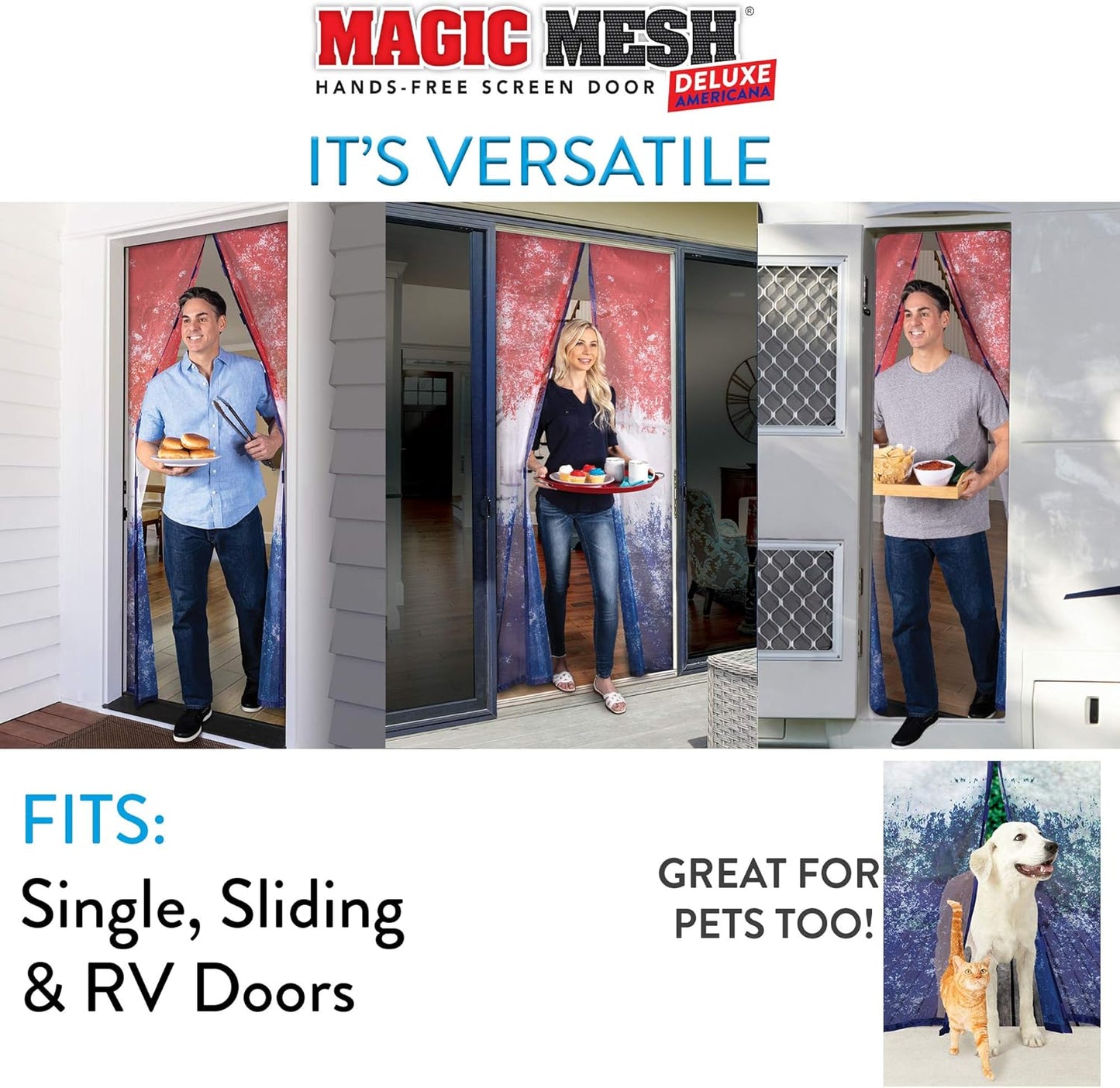 Magic Mesh Deluxe, Black | Magnetic Screen Door, Heavy Duty, Magnetic Closure, Door Net, Patio Screen, Sliding Door Screen, Bug Screen for Doorways, Kid & Pet Friendly | Size 39" x 83" (Pack of 1)