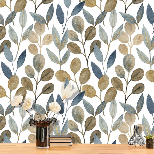 Magnolia Floral Leaf Peel and Stick Wallpaper Vintage Contact Wall Paper Modern Botanical Self Adhesive Vinyl Removable Renter Friendly Leaves Wallpaper 17.7in x 6.6ft