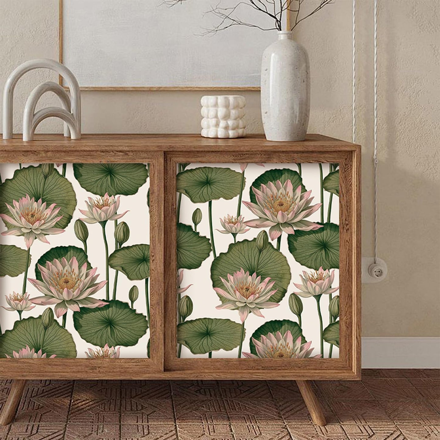 Orainege Floral Wallpaper Peel and Stick Wallpaper Modern Contact Paper 16.9in x 118.1in Self Adhesive Wall Paper for Bedroom Bathroom Shelf Liner Decor Removable