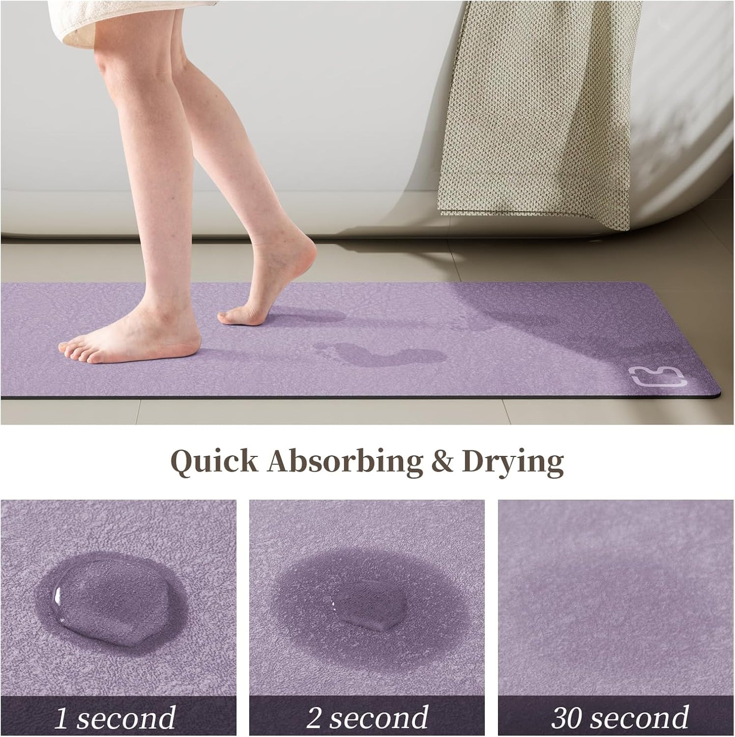 Diatomaceous Earth Bath Mat Rugs Super Absorbent Diatomite Stone Bath Mat Non Slip Quick Dry Thin Bathroom Mat Fit Under Door, Floor Rugs in Front of Bathtub, Shower Room, Sink,15.7"x23.6", Grey