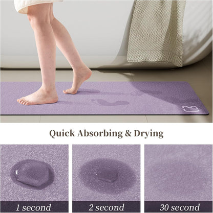 Diatomaceous Earth Bath Mat Rugs Super Absorbent Diatomite Stone Bath Mat Non Slip Quick Dry Thin Bathroom Mat Fit Under Door, Floor Rugs in Front of Bathtub, Shower Room, Sink,15.7"x23.6", Grey