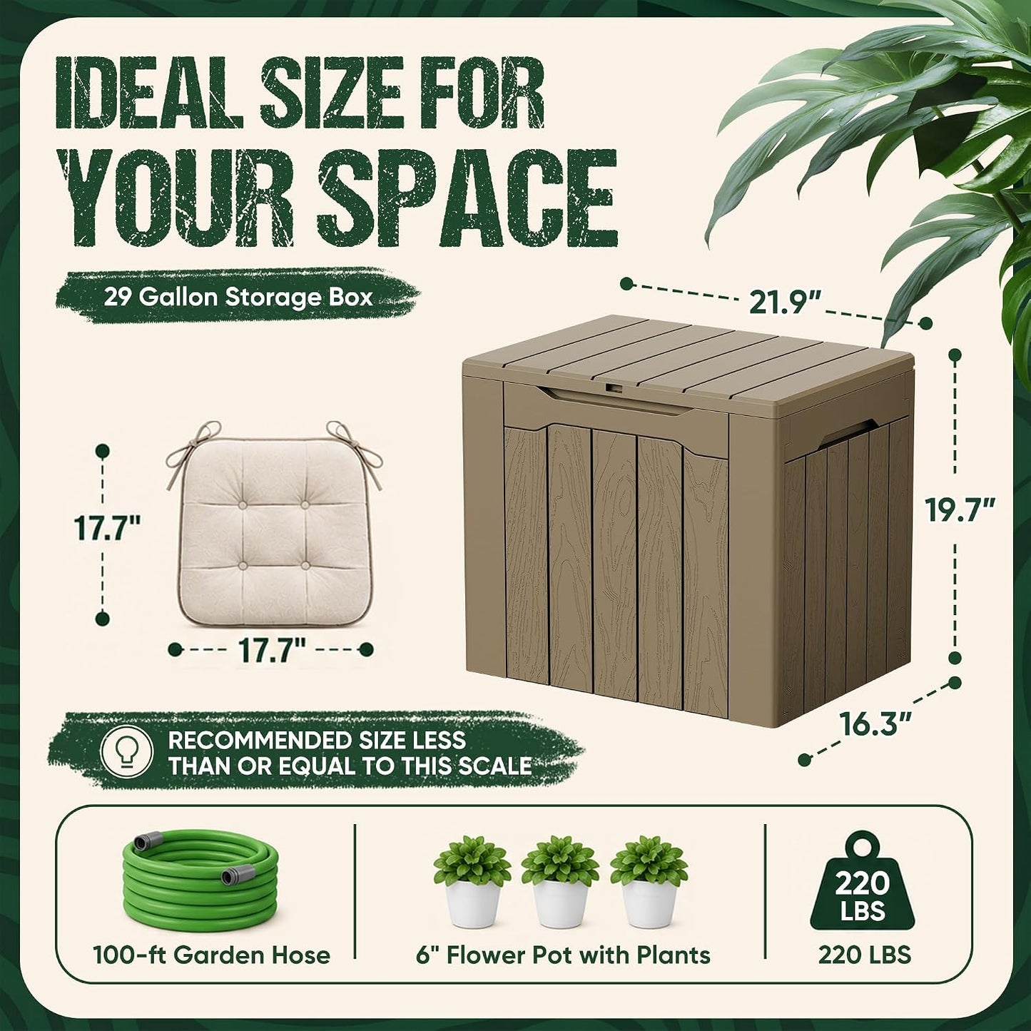 Devoko 100 Gallon Waterproof Large Resin Deck Box Indoor Outdoor Lockable Storage Container for Patio Furniture Cushions Garden Tools (100 Gallon, Black)