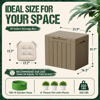 Devoko 100 Gallon Waterproof Large Resin Deck Box Indoor Outdoor Lockable Storage Container for Patio Furniture Cushions Garden Tools (100 Gallon, Black)