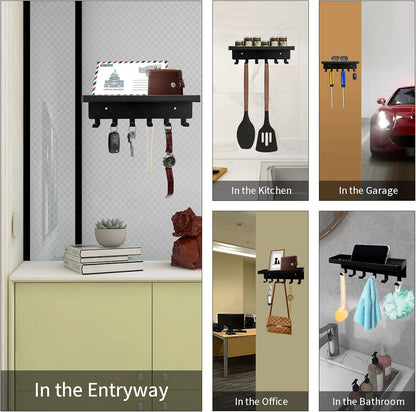 GTK Key Holder for Wall, Key Hooks with 6 Hooks, Wall Mounted Key Holder for Hallway, Self Adhesive Key Rack(White)