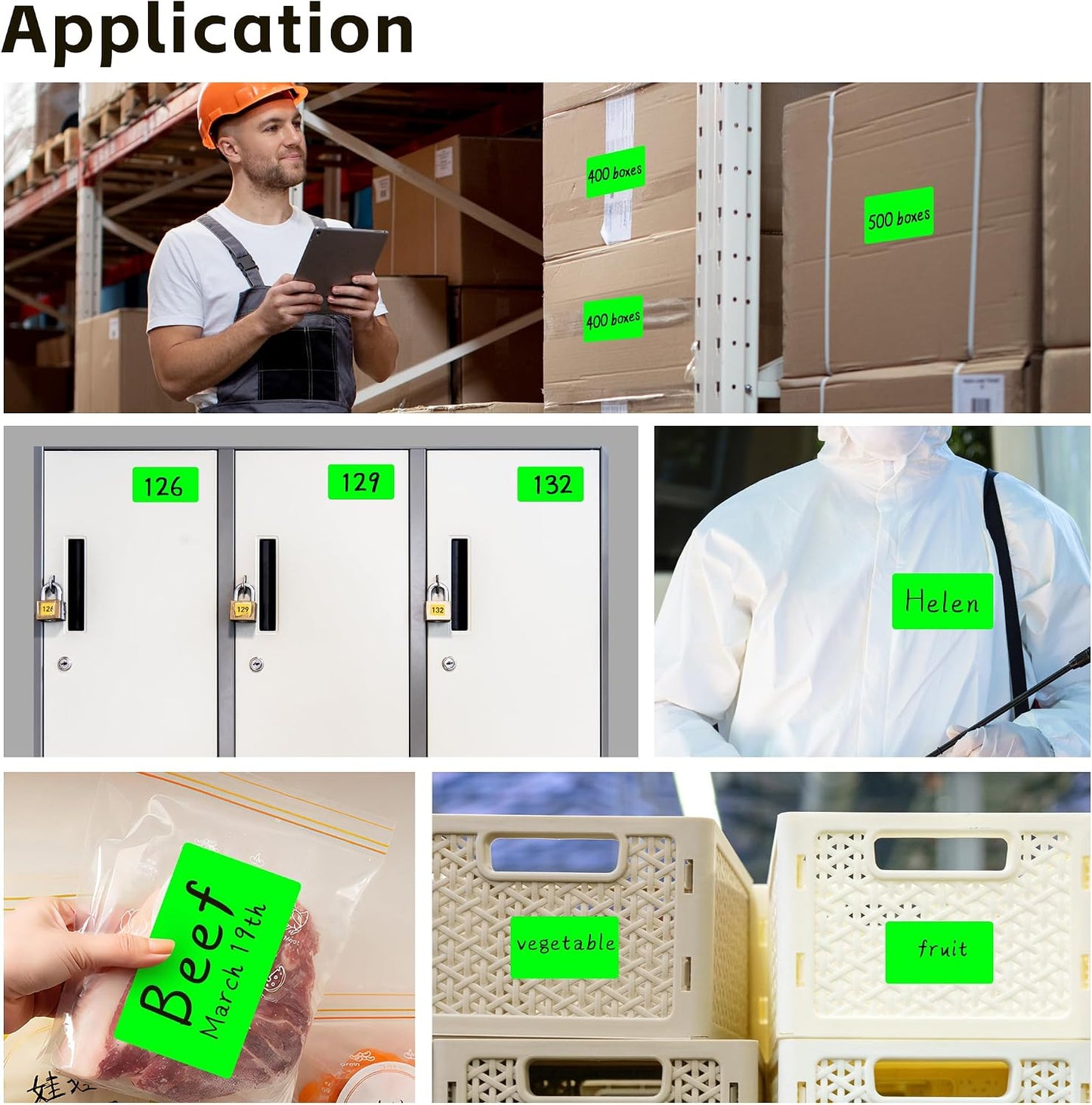 PARLAIM 3 X 5 Inch Rectangle Adhesive Color Coding Stickers,Square Inventory Stickers -250 Per Dispenser Box (Fluorescent Green)
