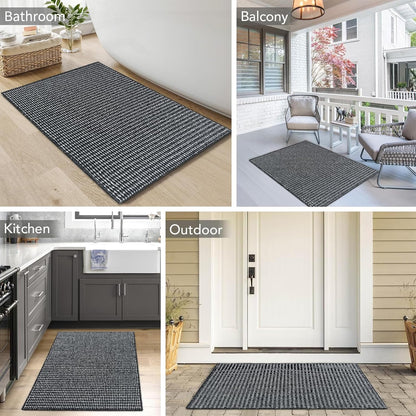 Indoor Door mat 17“ x 30”, Dirt Trapper Door Mat, Non-Slip Washable Entrance Mat, Dirt Resistant and Absorbent Welcome Mat,Low-Profile Doormat for Entryways, Front Doors, and Indoor Entrances, White