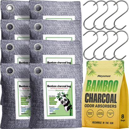 Activated Charcoal Odor Absorber, Natural Shoe Deodorizer Insert, Sneaker Odor Eliminator and Moisture Absorbers. 6 Pack Bamboo Charcoal Air Purifying Bags Shoe Smell Remover