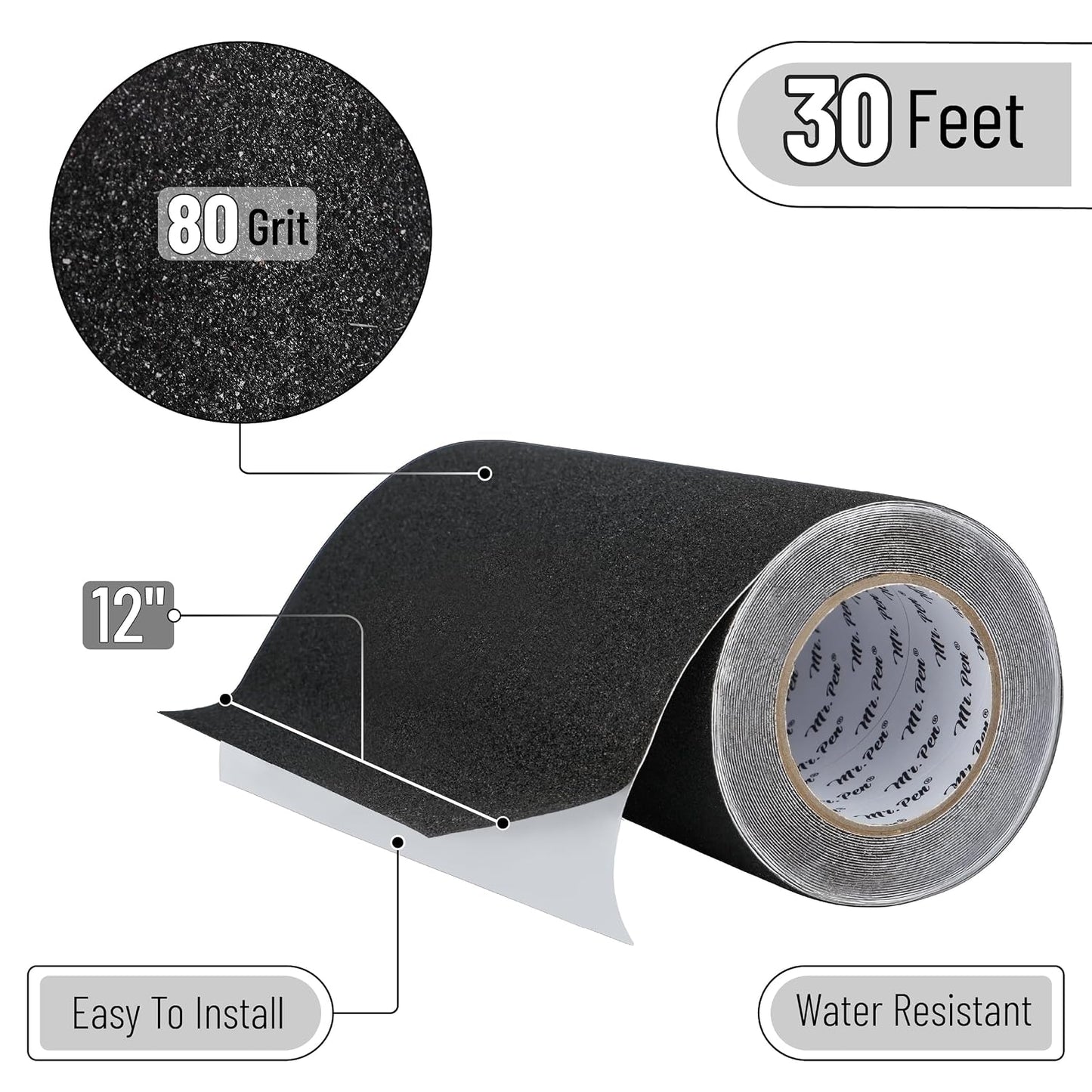 Mr. Pen- Grip Tape, 2 Inch, 23 Feet, Anti Slip/Non Skid Tape, Grip Tape | Friction Tape for Stair, Black Grip Tape Roll, Waterproof