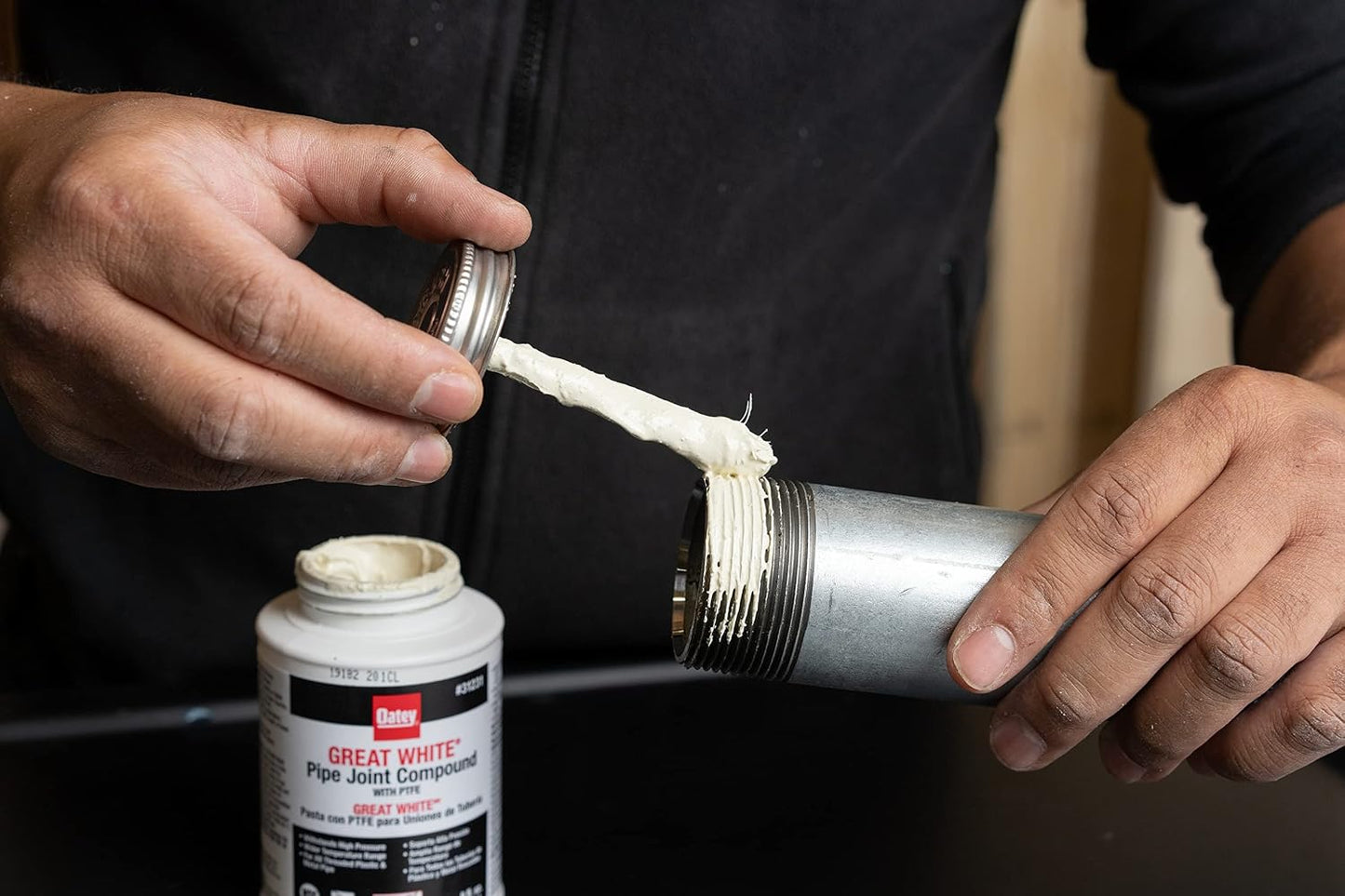 Pipe Thread Sealant 4 fl oz, Brush-Top Can, Great White Pipe Joint Compound, White, Liquid - 1 Each