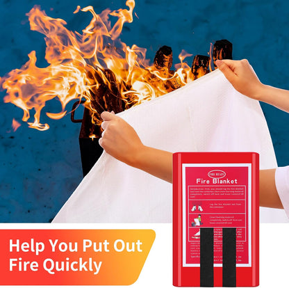 Copkim 4 Packs Fire Blanket with Box - Emergency Fire Suppression Fireproof Flame Retardant Fiberglass Survival Blanket for Home Kitchen Office Warehouse