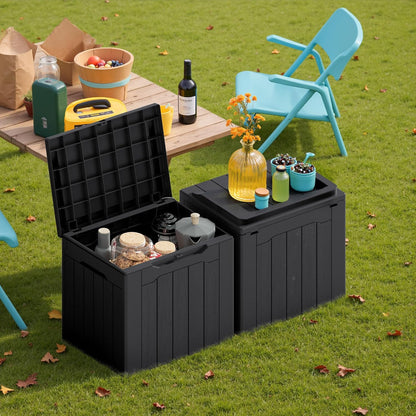Devoko 30 Gallon Resin Deck Box Waterproof Outdoor Storage Box for Patio Furniture Pool Accessories Indoor Storage for Cushion Garden Tools (30 Gallon, Black)
