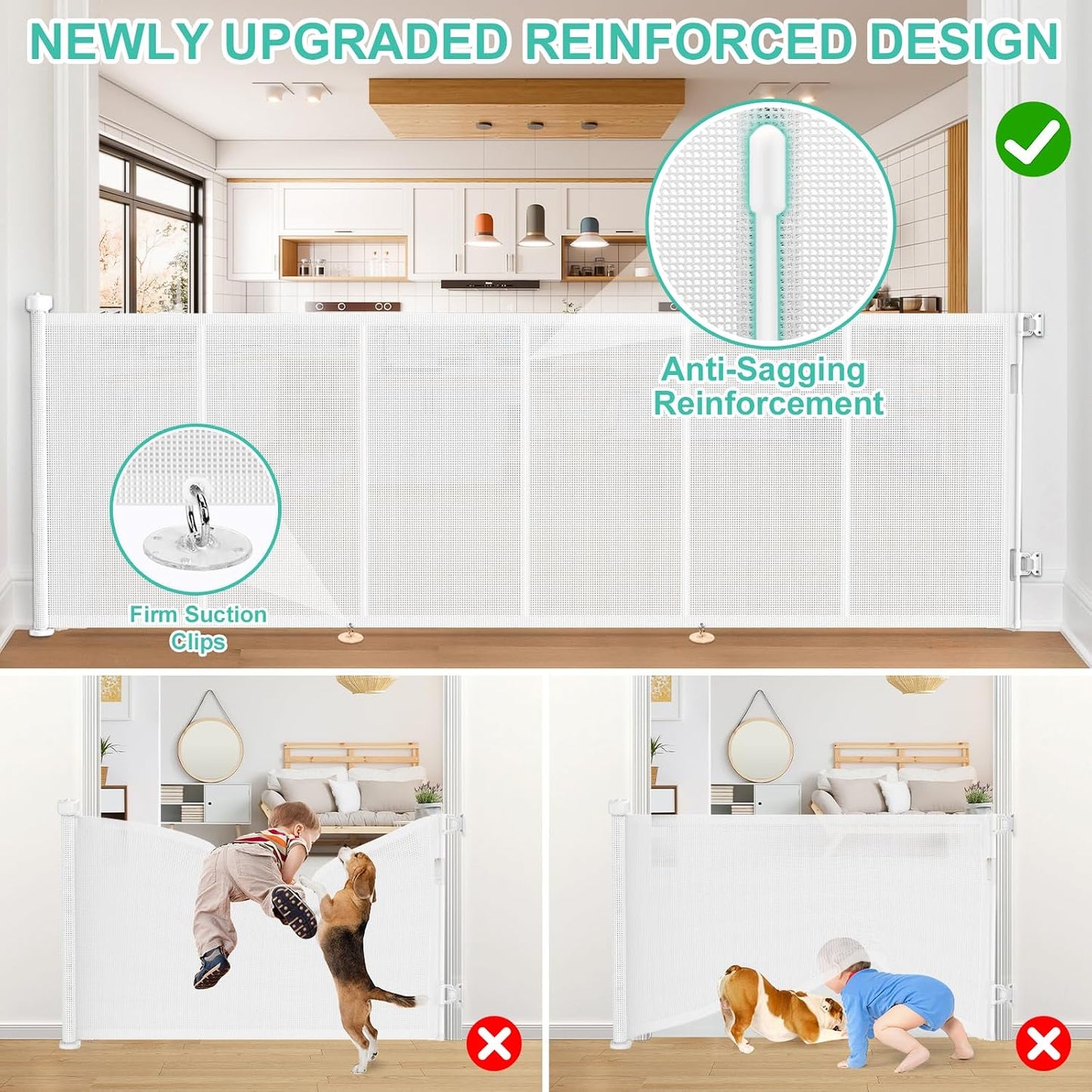 71 inch Retractable Baby Gates, EZIGO Extra Wide Baby Gate for Large Opening Extra Long Mesh Gate for Kids or Pet Dog Gate Child Safety Gate for Stairs Hallways Doorway Indoor Outdoor, Gray
