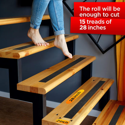 Grip Tape - Heavy Duty Anti Slip Tape for Stairs Outdoor/Indoor Waterproof 4Inch x 35Ft Safety Non Skid Roll for Stair Steps Ramp Traction Tread Staircases Grips Adhesive Non Slip Strips Walk Black