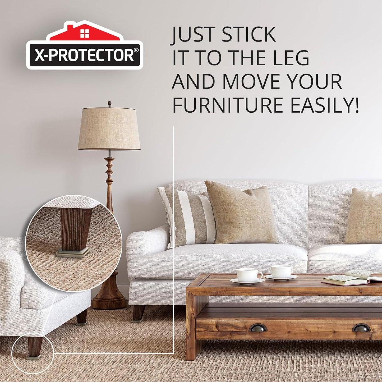Chair Sliders X-PROTECTOR – Furniture Sliders 40 pcs Carpet Sliders 1” – The Best Furniture Moving Pads – Premium Chair Leg Floor Protectors – Slide Effortlessly with Chair Pads & Protect Your Floor!