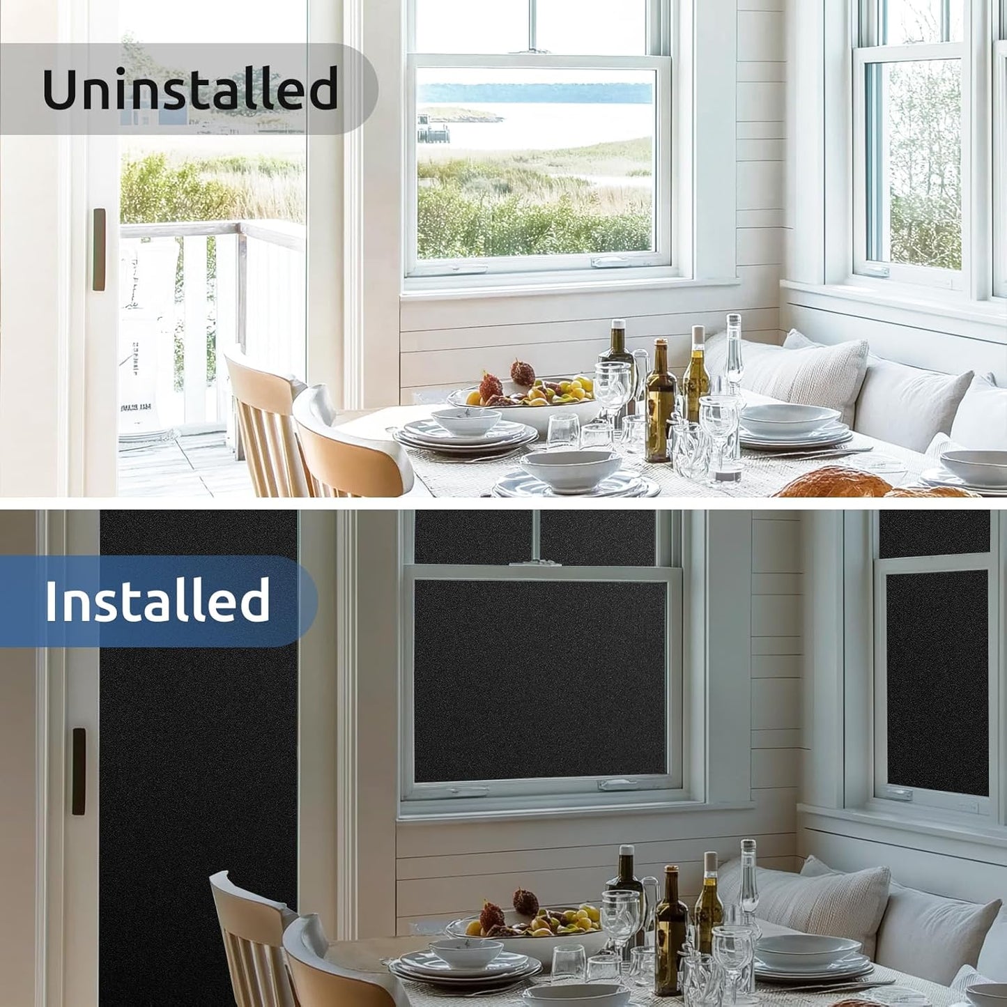 rabbitgoo Window Privacy Film, Frosted Glass Window Clings, Static Cling UV Heat Blocking Door Stickers for Home Bathroom, Removable Indoor Decal Coverings Day and Night, Pure, 17.5 x 78.7 Inches