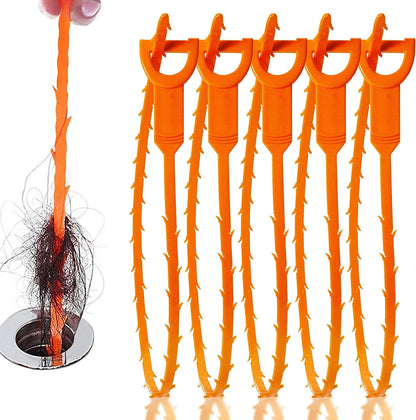 5 Pack 25inch Drain clog remover, Snake Drain Cleaner Hair Clog Remover tool, Shower kitchen sinks and bathtubs, sink snake, hair toilets sewer pipe cleaning tools.