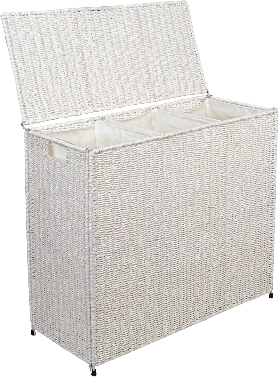 Household Essentials Brown ML-5445 Wicker 3 Compartment Laundry Sorter with Lid | 3 Section Clothes Hamper