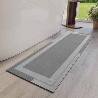 YDKGL Non Slip Bath Mat, Rubber Backing Ultra Thin Bathroom Rugs Fit Under Door Quick Dry Super Absorbent Washable Bath Rug Shower Mat for Bathroom Floor Bathtub Shower Sink, Easy Care Blue 16"x 24"