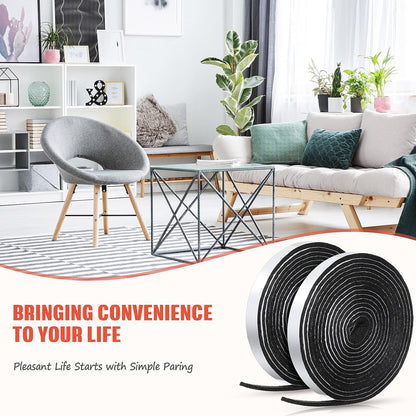 Zonon 4 Rolls 120 Inch Felt Strip with Adhesive Backing Felt Tapes Furniture Strip Rolls Self Stick Heavy Duty Polyester for Protecting Furniture and DIY Adhesive(Black,0.5 Inch)