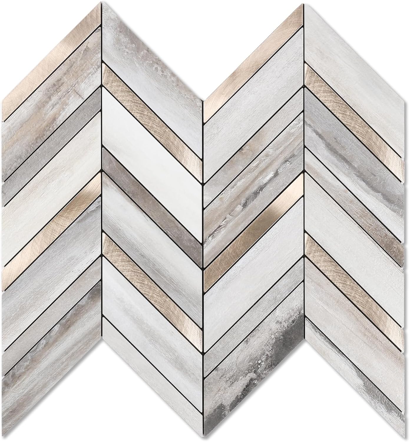 Yipscazo 10-Sheet Herringbone Backsplash Peel and Stick Tile, Polished White PVC Stick on Backsplash for Kitchen, Waterproof Self Adhesive Wall Tile for Bathroom