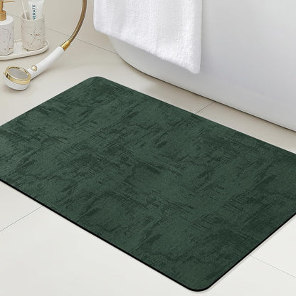 ACCUMTEK Non Slip Bath Mat, Thin Bathroom Rugs Fit Under Door, Quick Dry Bath Mats, Machine Washable Bath Rugs for Bathroom, Bathtub & Kitchen, Grey/Bordered/24 x17