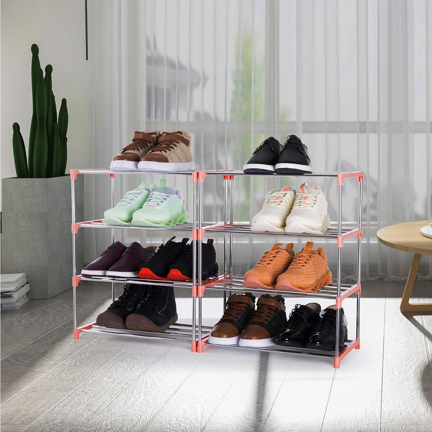 3-Tier Stackable Small Shoe Rack, Lightweight Shoe Shelf Storage Organizer for Entryway, Hallway and Closet(Black)