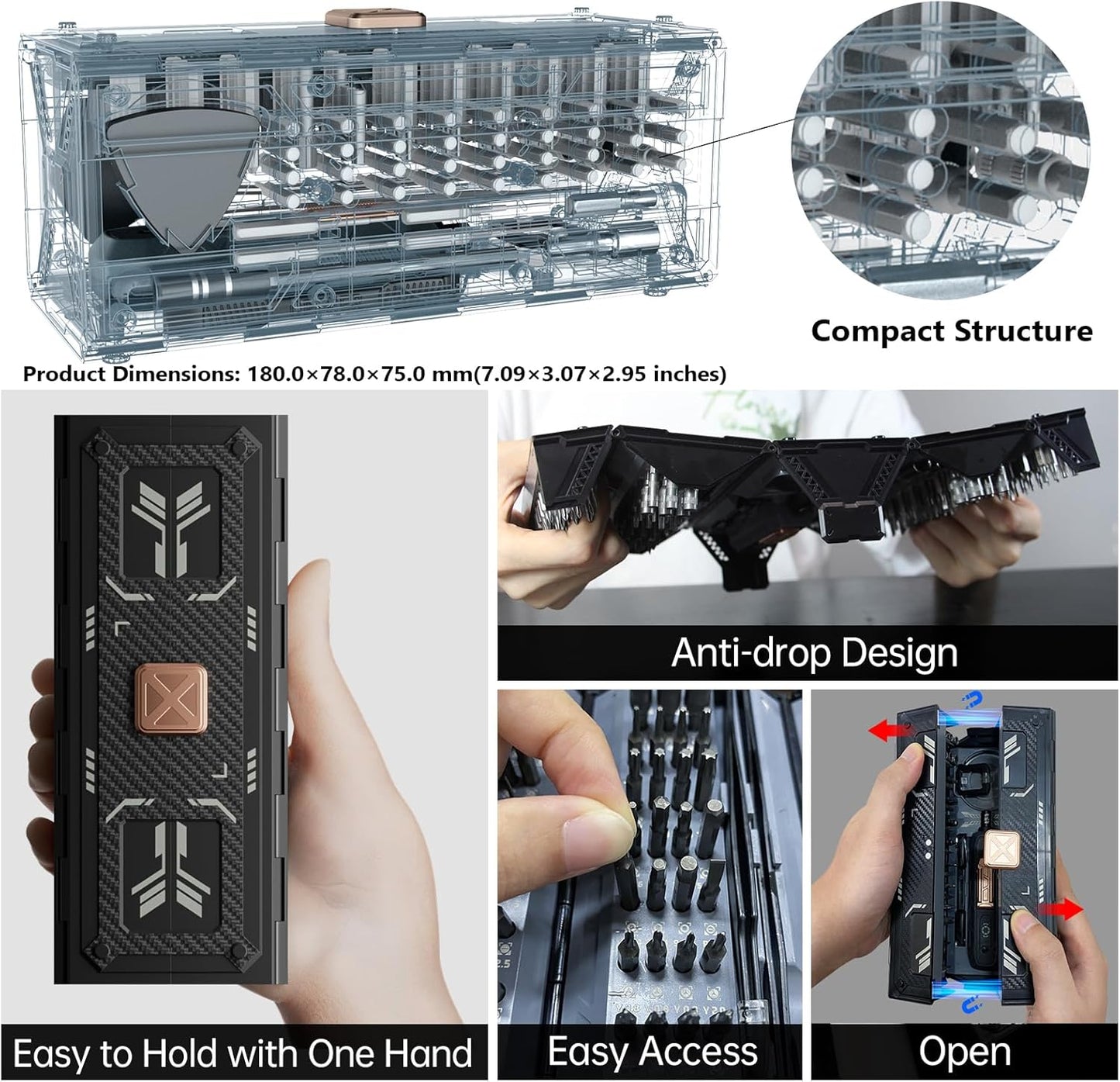 Precision Ratchet Screwdriver Set, JAKEMY 69 in 1 Household Screwdriver Home Repair Tool Kit, Disassemble Magnetic Rotating Ratchet Screwdriver Kit for Furniture/Car/Computer/Electronics Maintenance