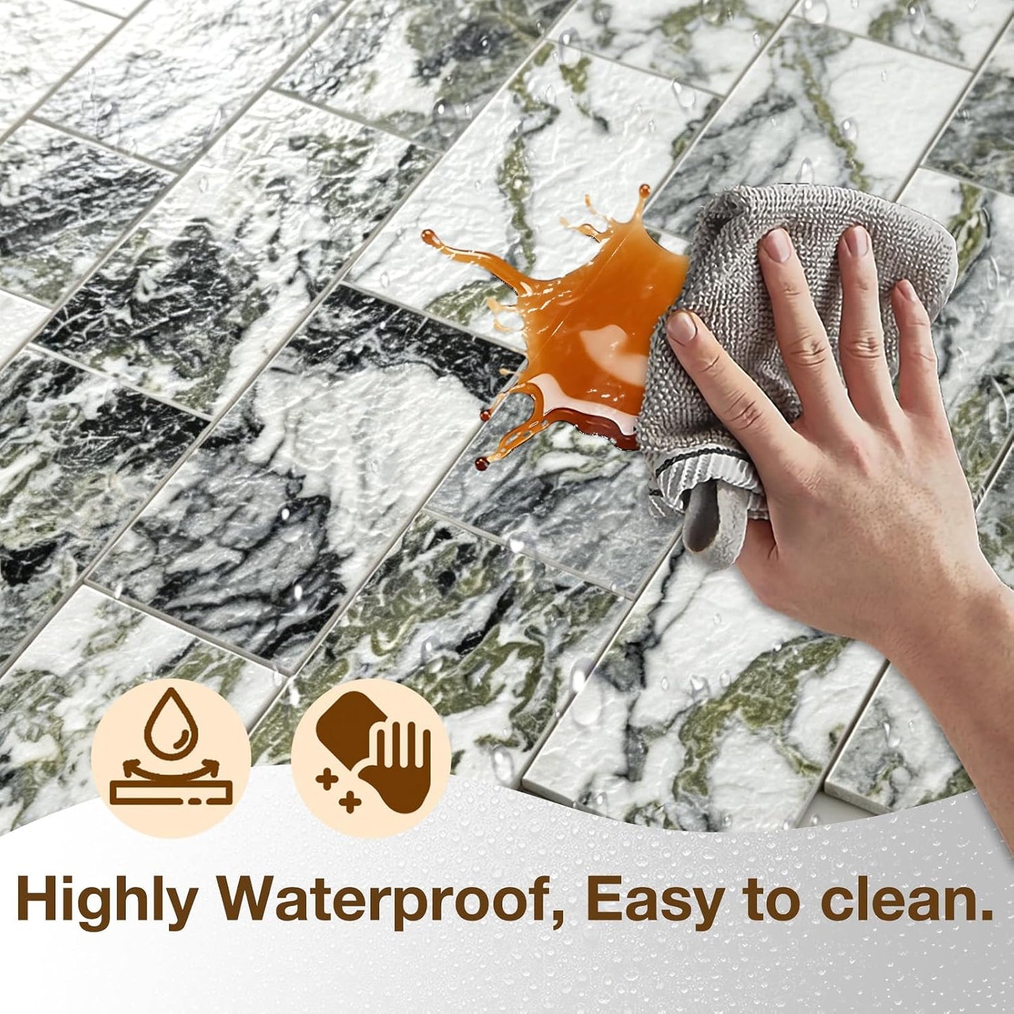 Havenly Peel and Stick Backsplash Tile for Kitchen & Bathroom Walls (White, 10 Tiles - 9.7 sq. ft. (0.9 m²))