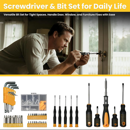 168-Piece Tool Set with Screwdrivers Ratchet Wrenches Tool Kit for Home | Tool Set with Socket Wrenches, Hand Saw, Hammer General Tool Kit for Dorm, Motorcycle, Plumbing Repairs