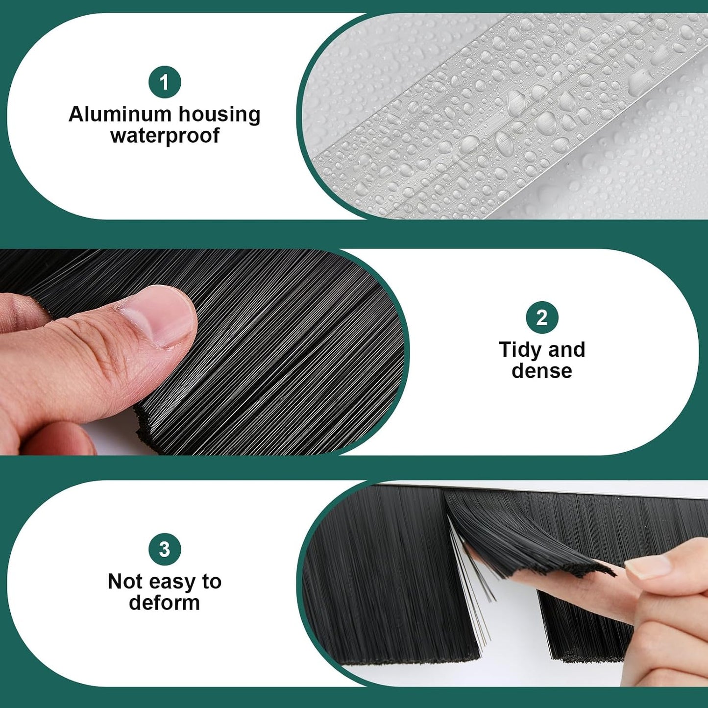 Frienda 2 Set Door Brush Bottom Sweep Brush Weather Stripping Aluminum Door Seal with Screws for Gaps up to 1 Inch, for Home, Commercial Gate, Fill Gaps Dust, Debris (1 x 36 Inch,Gray)