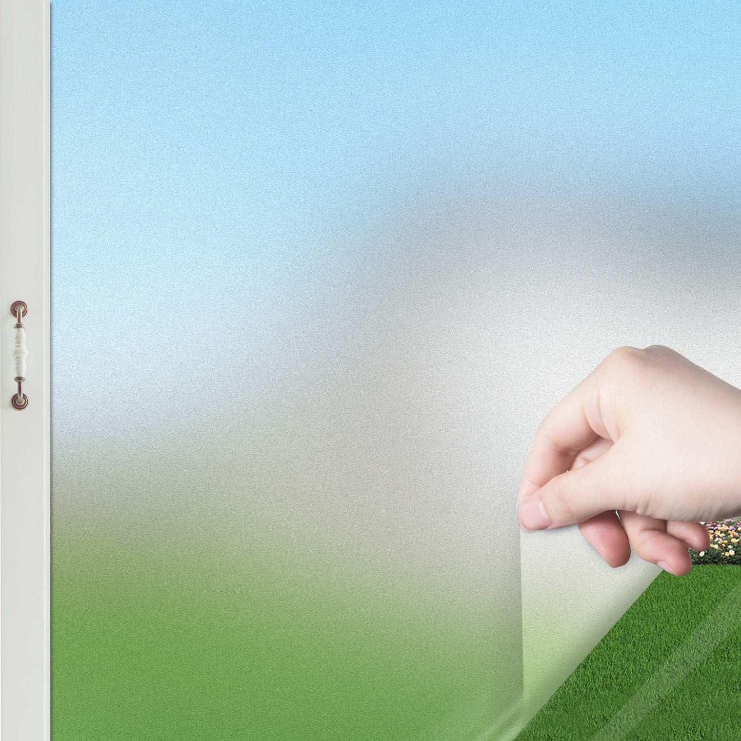 HIDBEA Frosted Window Privacy Film - Non Adhesive Static Cling Glass Stickers Sun UV Blocking Heat Control Door Covering Decals for Home Office, 23.6 x 78.7 Inch