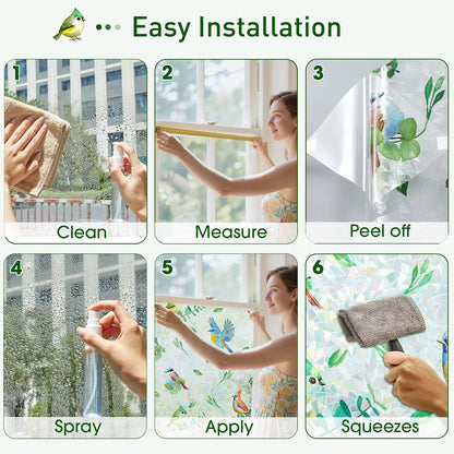 Frosted Window Privacy Film - Brushed Silver Static Cling Glass Film for Bathroom, Day and Night Door Privacy Film Window Cover to Stop Dog Barking, 17.5x78.7 Inch, Pure