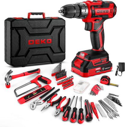 Cordless Drill Tool Kit Set: 20V Power Drill Tool Box with Battery Electric Drill Driver for Men Home Hand Repair Basic Toolbox Tools Sets Drills Case