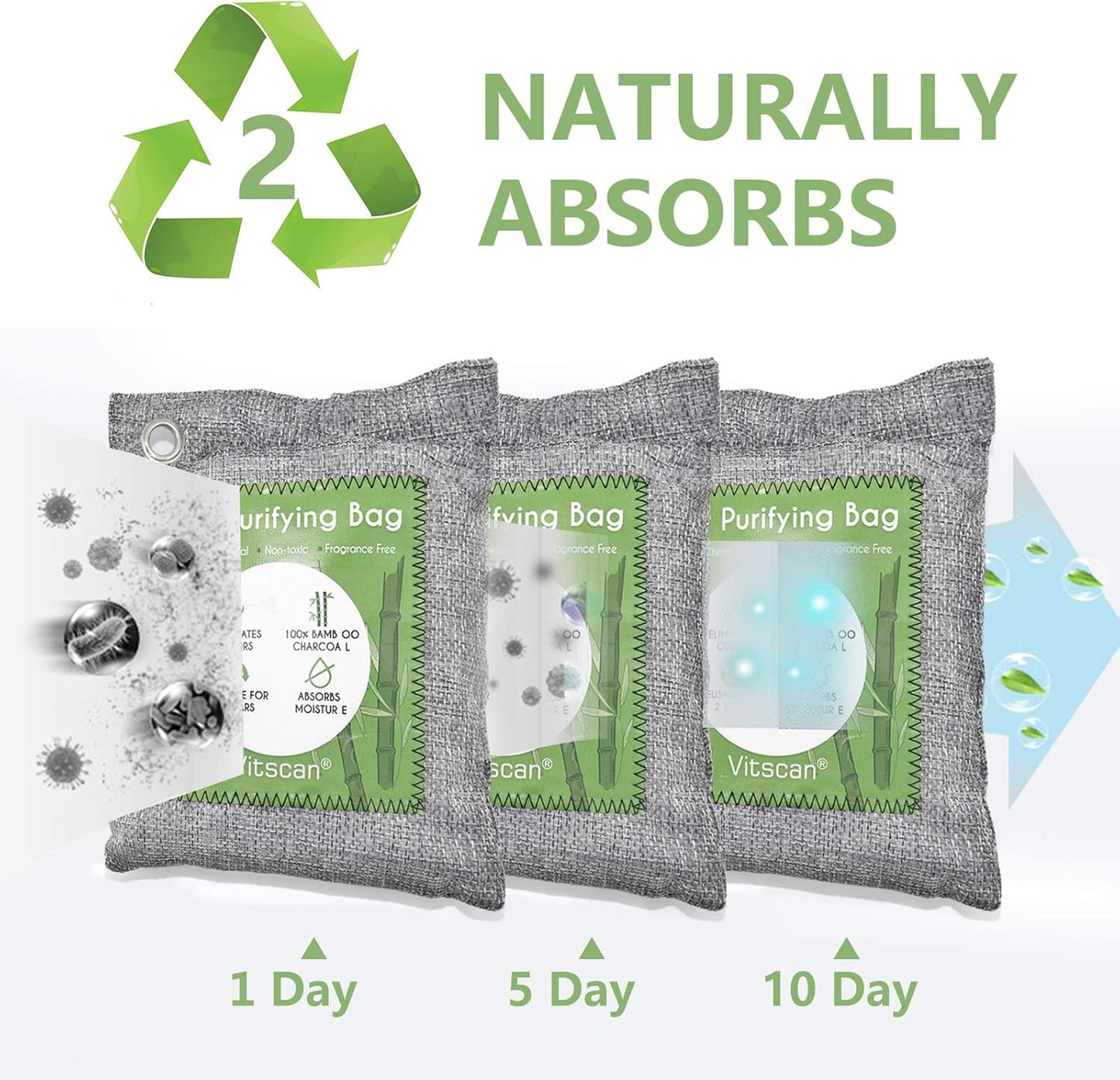 6 Pack Bamboo Charcoal Air Purifying Bag, Activated Charcoal Bags Odor Absorber, Moisture Absorber, Natural Car Air Freshener, Shoe Deodorizer, Odor Eliminators For Home, Pet, Closet