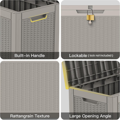 Outdoor Storage Box, 50 Gallon Waterproof Deck Storage Box, Lockable Patio Storage Bins for Package Delivery, Porch, Garden Tool, Cushions, Anti-Theft Weatherproof & UV-Resistant Parcel Drop Box