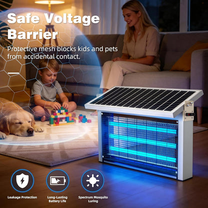 Powerful Large Solar Bug Zapper for 3000 sq.ft with 13FT Extension Cord | Rechargeable Outdoor Mosqutio Killer with 13W Solar Panel, Waterproof Solar Bug Zapper for Patio Garden Backyard RV Camping