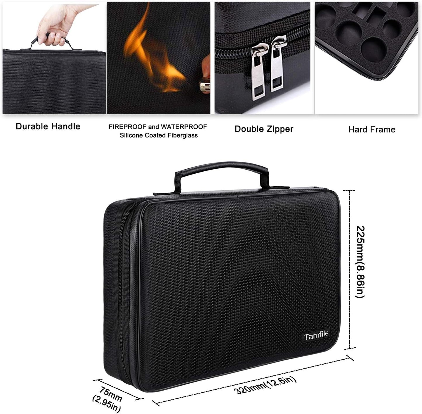 Tamfile Fireproof Battery Organizer Storage Case Waterproof&Explosionproof | Carrying Safe Bag , Fits 210+ Batteries Case, with Tester BT-168, Energy Batteries AA AAA C D 9V Lithium 3V Holder