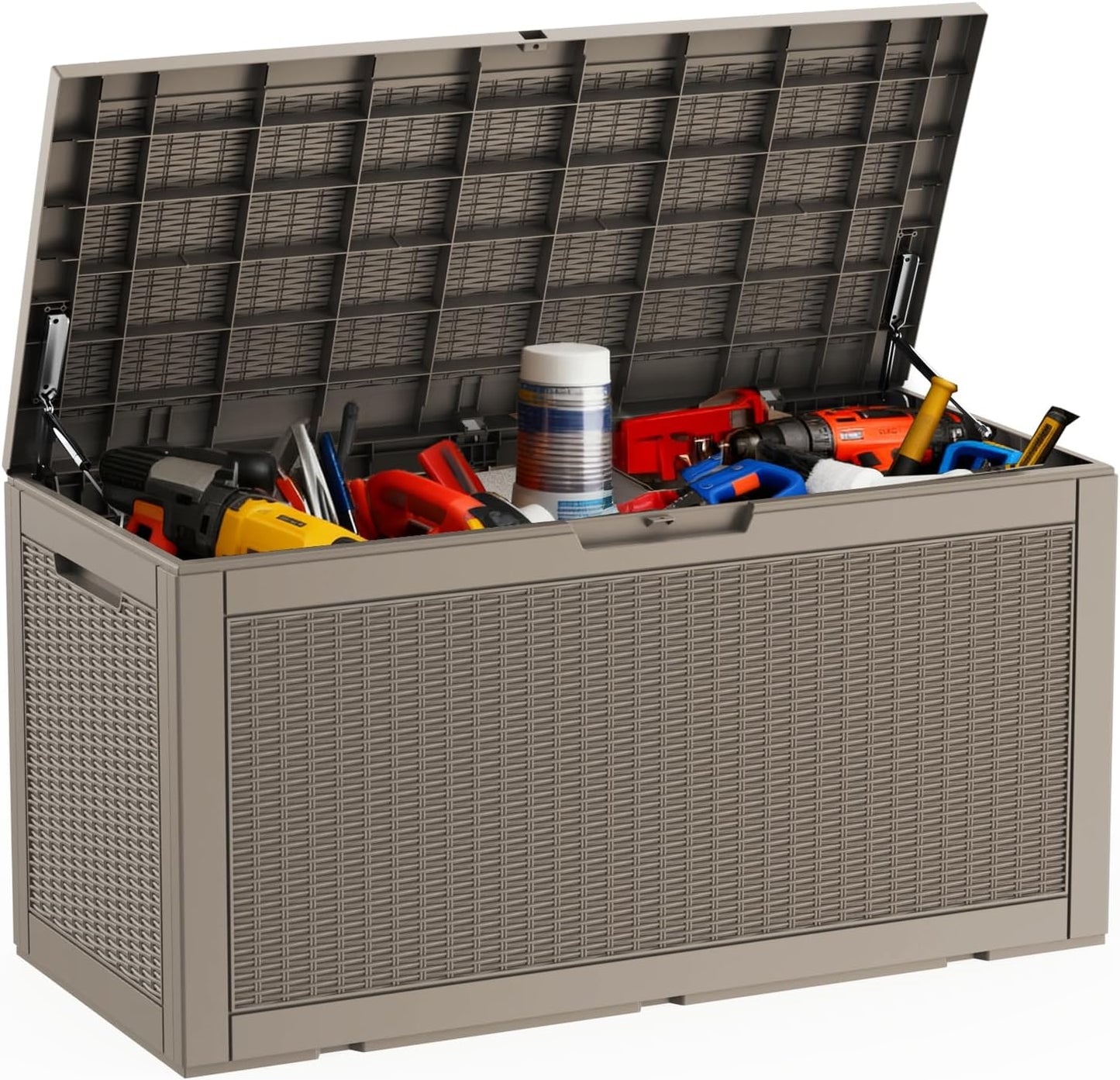 DRATO 180 Gallon Outdoor Storage Box, Large Waterproof Deck Box, Lockable Resin Storage Container with Reinforced Support for Patio Cushions, Garden Tools, UV-Resistant Outdoor Chest（Black，180 Gallon）